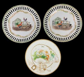 19th Century Bodley & Sons Japanese Gilt Plate & Reticulated Rooster Plates - #S6-3