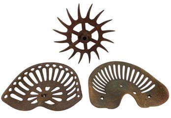 Antique Cast Iron Tractor Seats & Gear Wheel - #S3-2