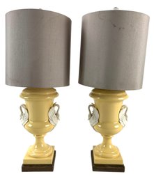Antique French Porcelain Swan Table Lamps (Set Of 2) - #W1