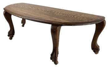 Tiger Oak Claw Foot Demilune Accent Table - #BR