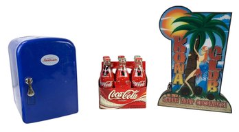 Kona Beer Lighted Sign, Sunbeam Portable Mini Fridge & Coca Cola Celebrate Mickey 75 Pack - #S18-2