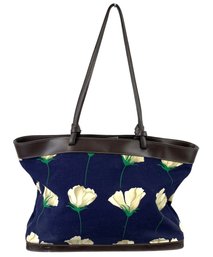 MAXX New York Leather & Floral Canvas Shoulder Bag - #S13-4