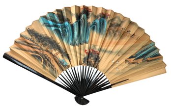 Vintage Chinese Hand Painted 5-Foot Wall Fan - #SW-3