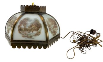 Vintage Currier & Ives Homestead In Winter Ceiling Lamp - #S4-3