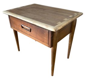Mid-Century Modern Lane Furniture Acclaim Walnut & Ash Dovetail Side Table - #FF