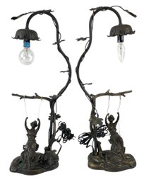 Art Nouveau Bronze Table Lamps (After) Mathurin Moreau - #W1