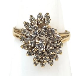 14K Yellow Gold Diamond Cluster Ring, Size 8 - #JC-B