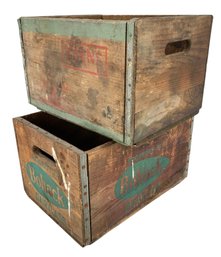 Vintage Wood Milk Crates By Evans Amityville Dairy Inc. & Bohack Dairylass - #S2-5