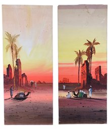 JH Buller (Britain, 20th C.) Signed Giza Pyramids & Trajan's Kiosk Watercolor Landscapes - #S11-4L