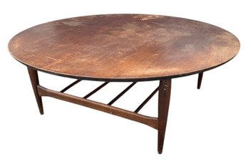 Mid-Century Modern Danish Style Round Cocktail Table - #FF