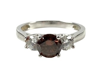 Sterling Silver Brown & White Cubic Zirconia Ring, Size 6.25 - #JC-B