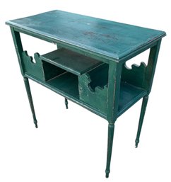 Antique Tapered Leg Painted Green Telephone Table - #BR