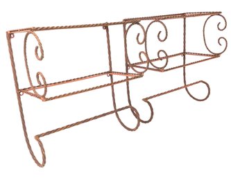 Hollywood Regency Twisted Metal Rope Wall Shelf / Towel Rack (Set Of 2) - #S13-4