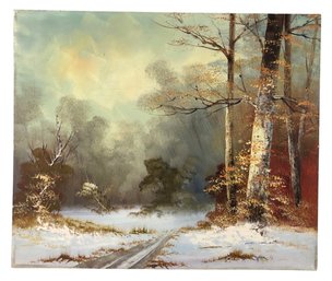 Autumn Forest Landscape Oil On Canvas Painting, Signed - #B4