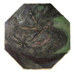 Large Scale Mid-Century Abstract Octagonal Oil On Canvas Painting - #SW-2