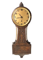 Gilbert 1807 Banjo Wall Clock With Carved Mt. Fuji Scene By Gilbert Winsted, Conn. - #S10-2