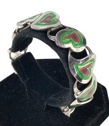 Uno A Erre Italian Sterling Silver Enamel Heart Link Bracelet - #JC-B