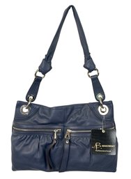 B Makowsky Blue Leather Shoulder Bag (NEW) - #S14-3