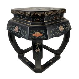Chinese Octagon Side Table Adorned With Birds & Flowers - #FF