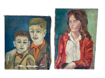 Mid Century Oil On Canvas Portrait Paintings, Signed Quillinan - #A10