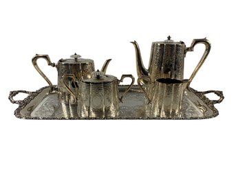 Barker-Ellis Silver Plate Tray & Barker Bros. Electroplate Coffee Service Set (England) - #S10-2
