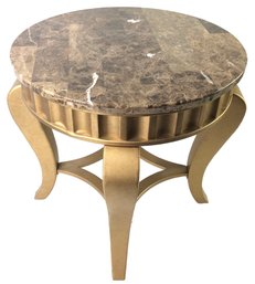 Gold-Tone Round Occasional Table - #FF
