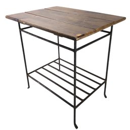 Arthur Umanoff Mid-Century Modern Sculptural Iron & Wood Side Table - #BR
