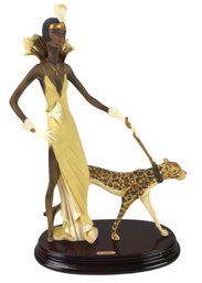 Vintage A. Santini Woman With A Leopard Limited Edition Figurine, Made In Italy - #S6-1