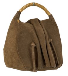 Carlos Falchi Fatto A Mano Brown Suede Leather Handbag - #S14-4