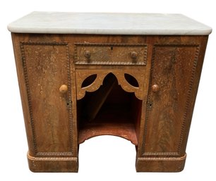 Antique White Marble Top Walnut Wash Stand - #BR