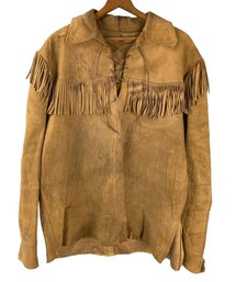 Vintage Fringed Leather Buckskin Riding Shirt By Kauffman & Sons Saddlery - #S9-5
