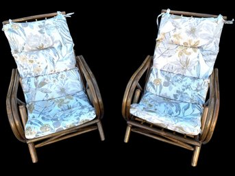 Mid-Century Modern Indoor Reclining Lounge Chairs With Cushions (Set Of 2) - #FF