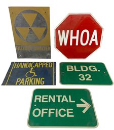 Vintage Metal Surplus Signs: Radiation Fallout Shelter, Handicapped Parking, Rental & More - #S15-3