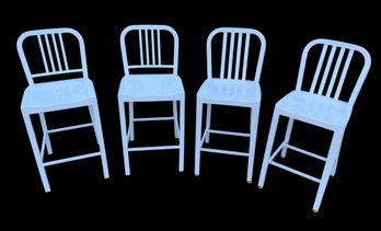 White Metal Indoor Counter Stools (Set Of 4) - #FF