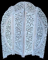 Indian Floral Carved Wood Room Divider - #SR