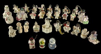 Collection Of Lenox Snowman Ornaments & Music Box, Mini Christmas Snow Globes & More - #S2-3