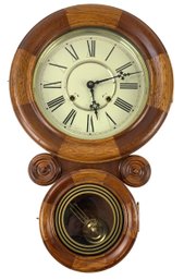 8-Day Regulator Clock With Alternating Wood Tones - #S11-1