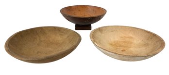 Primitive Wood Dough Bowls (Set Of 3) - #S19-2