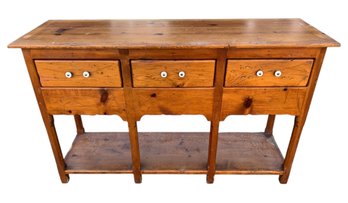 Farmhouse Pine Wood Console Table - #BR