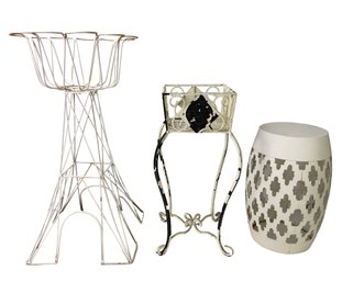 Indoor / Outdoor Plant Stands & Metal Garden Stool - #BR