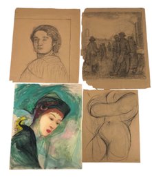 1930s Figurative Charcoal Drawings & Watercolor, Anne Neumark (American, 1906-1997) - #S12-4