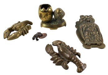 Brass & Bronze: Bradley & Hubbard Owl Clip, Lobster Paperweights & More - #S9-4