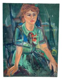 Mid Century Oil On Canvas Portrait Painting Of A Young Lady - #SW-7