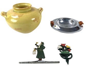 1960s Haeger Pottery Vase, Art Deco Pedestal Tray With Wood Handles & More - # S8-2