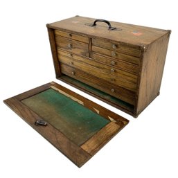 Vintage 8-Drawer Machinist Wood Tool Chest With Key - #S17-2