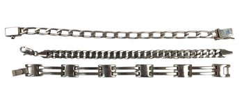 Vintage Men's Sterling Silver Bracelets Including Taxco Mexico (90.6 Grams) -  #FS-8