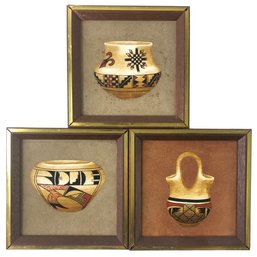 Native American Still Life Acrylic On Suede Paintings, Erv Johnson (American, 20th C.) - #S12-5