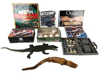Collection Of Board Games, Baseballs & Toy Alligators - #S15-1