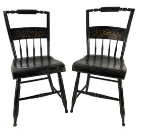 Antique Stenciled Hitchcock Style Side Chairs (Set Of 2) - #BT