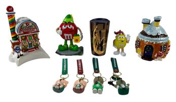 Dept 56 M&M's Christmas Candy Factory, Cookie Jar & Figures, Starbucks Mug & More - #S9-2